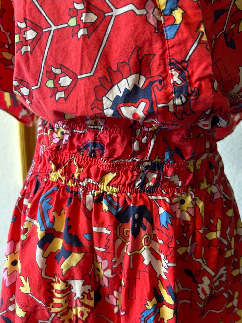 Anthopologie Red Floral Maxi Dress with Tiered Skirt Sz 2X- 100% Cotton - Picture 6 of 12